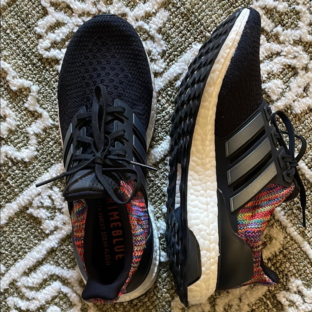 Adidas Black Multicolor Woven Sneakers EUC